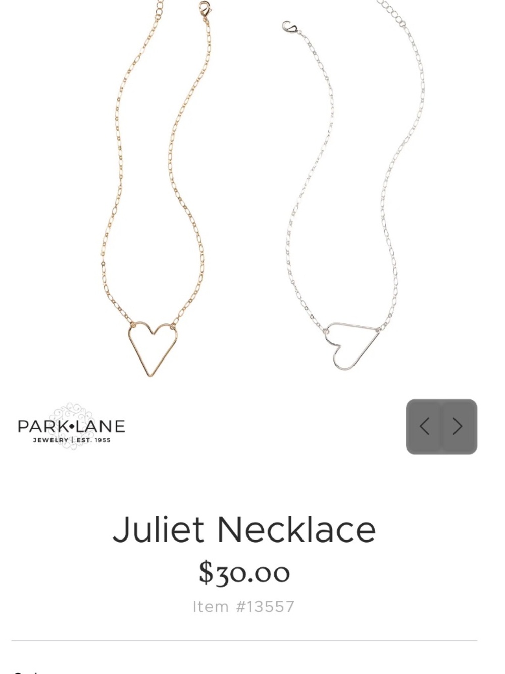 Park Lane Juliet Necklace Gold
